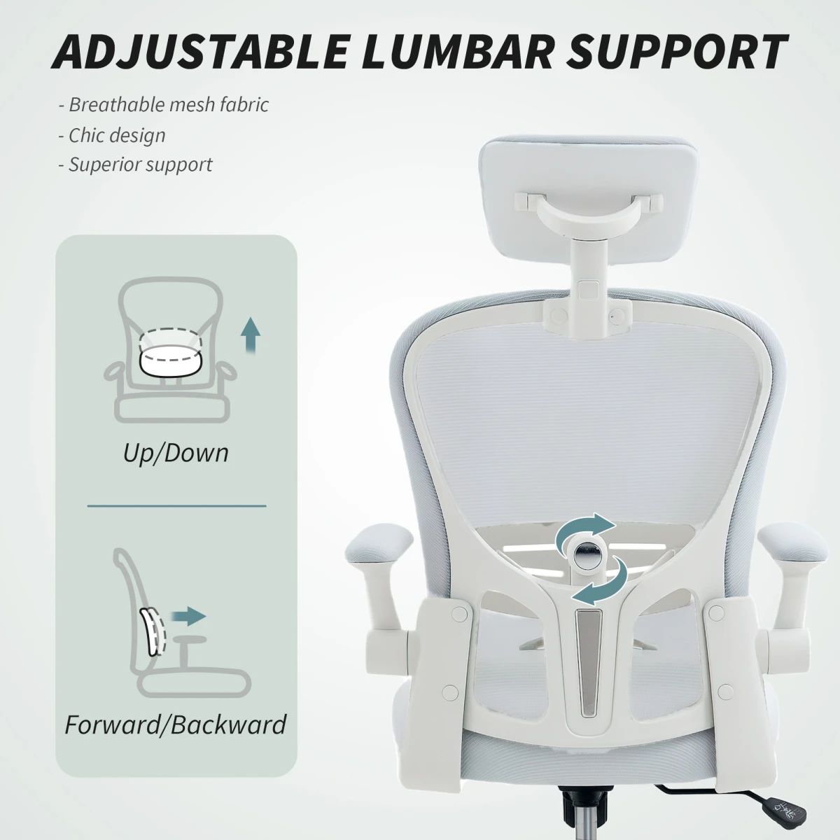 Premium Ergonomic Massage Office Chair 43 to 51cm Height Adjustable Lumbar Headrest Flip Up Armrests For Home Office by N/A