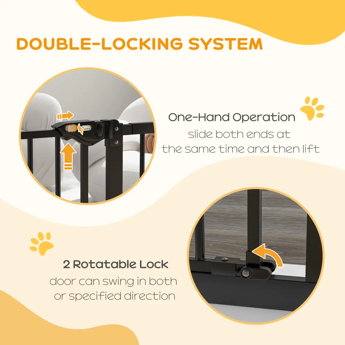 PawHut PawHut Adjustable Safety Gate w/ 1 Extensions and Four Adjustable Screws, Black - Pet Gate