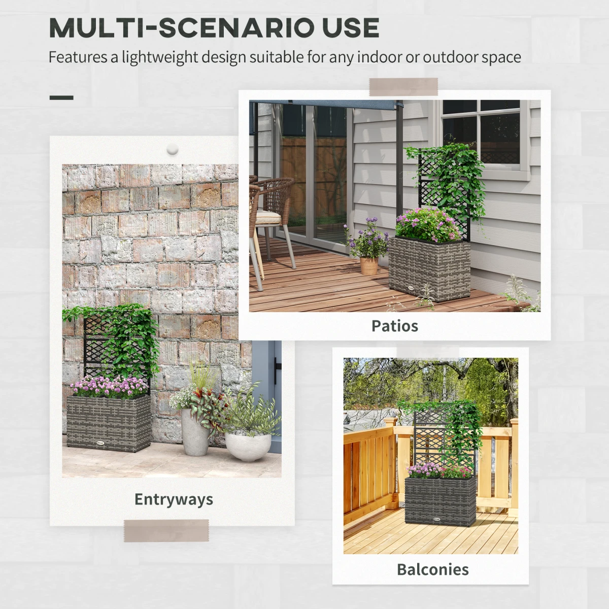 Outsunny Outsunny Planter Box With Trellis 57x30x107cm Patio - Planters
