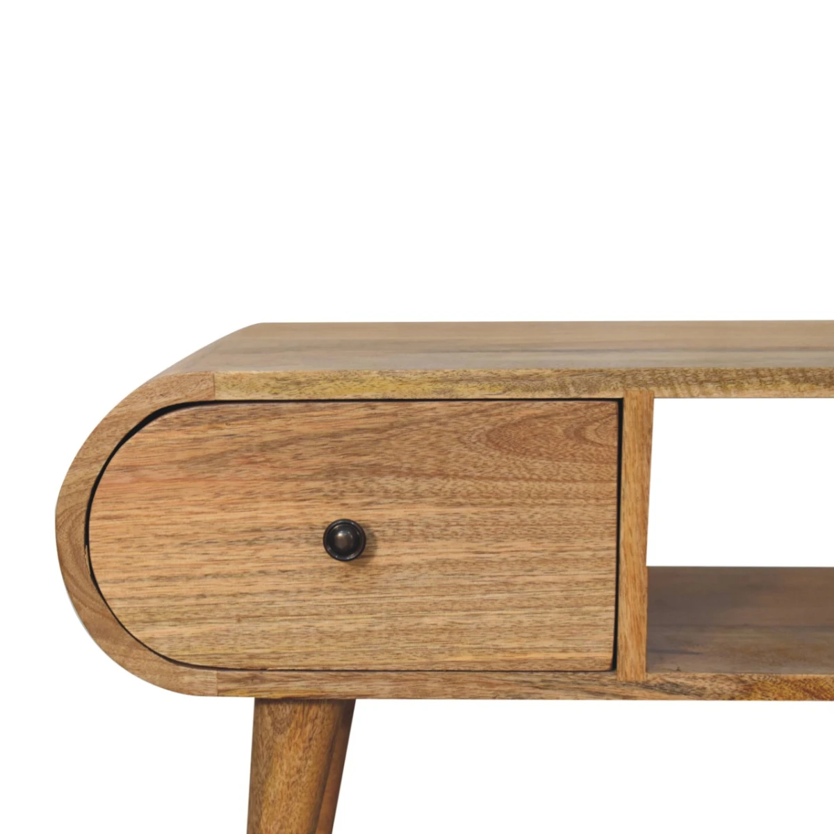 Artisan Solid Wood Circular TV Unit Beige With Two Drawers by Artisan Furniture