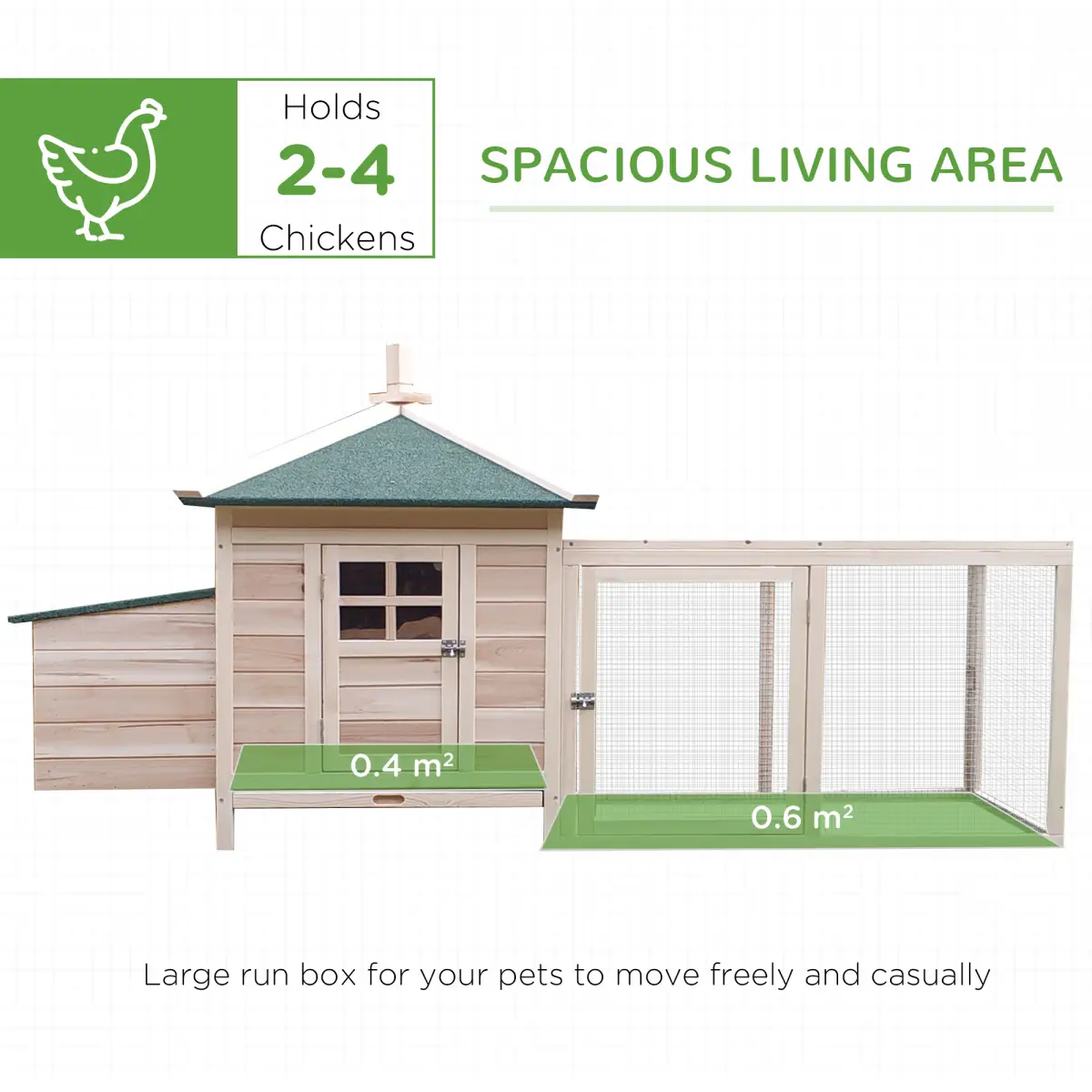Pawhut Chicken Coop Small Animal Pet Cage w/ Nesting Box Outdoor Run Backyard Wooden - Chicken Coop