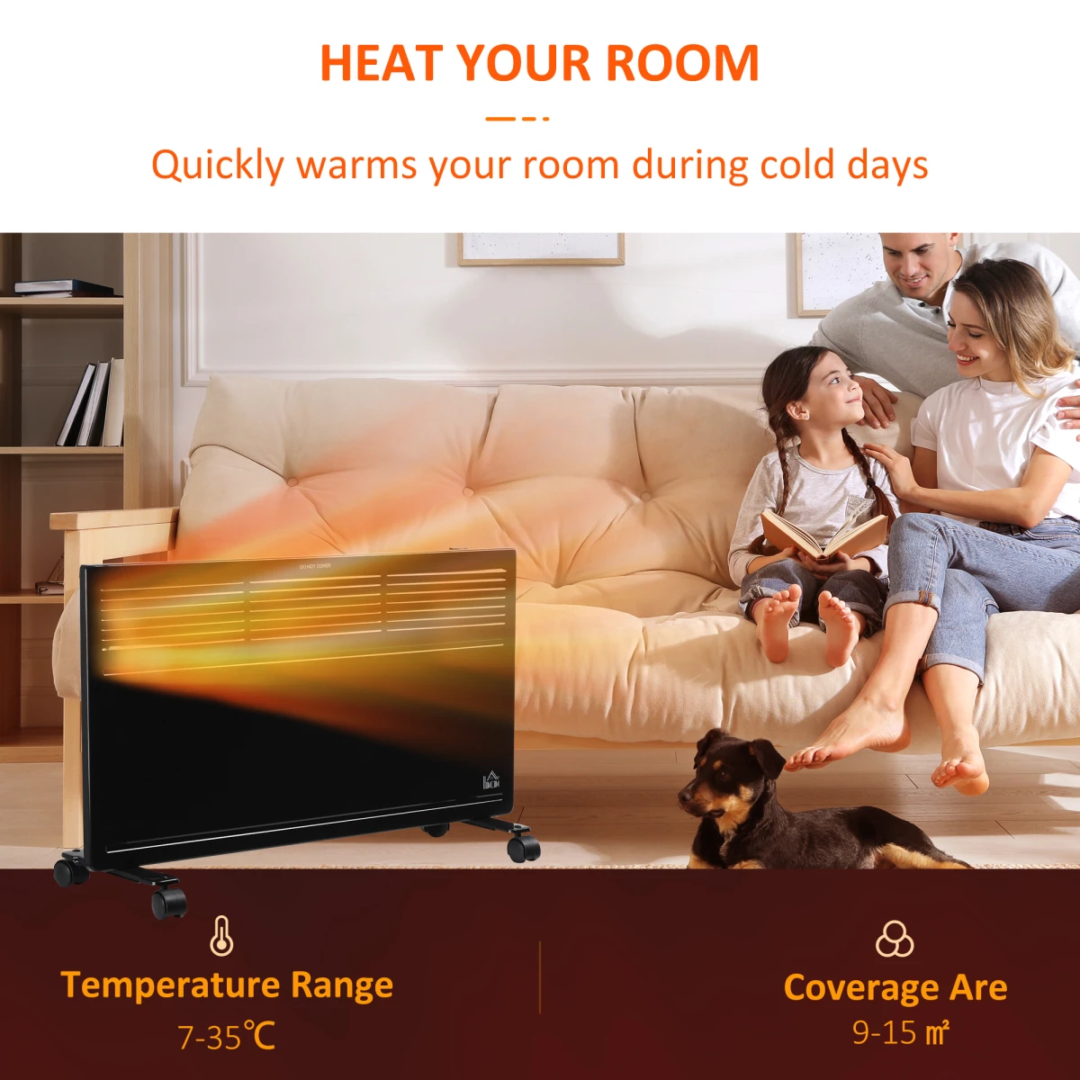 HOMCOM Convector Heater Compact TipOver Safe Home - Radiator