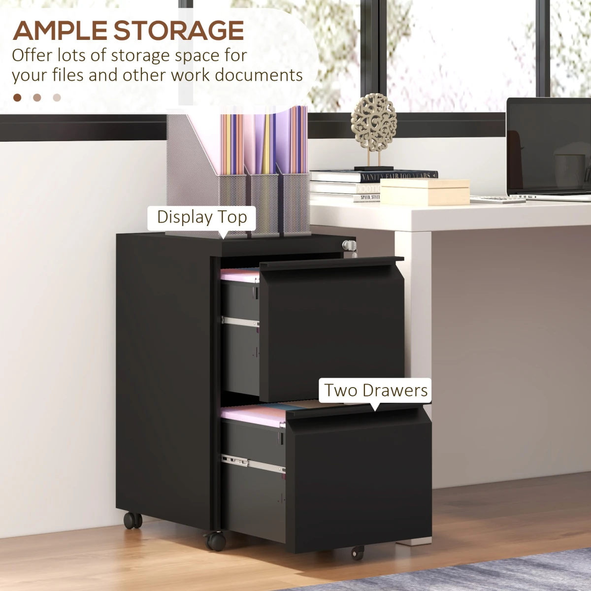 Vinsetto Steel File Cabinet 2-Drawer Lock Office by Vinsetto