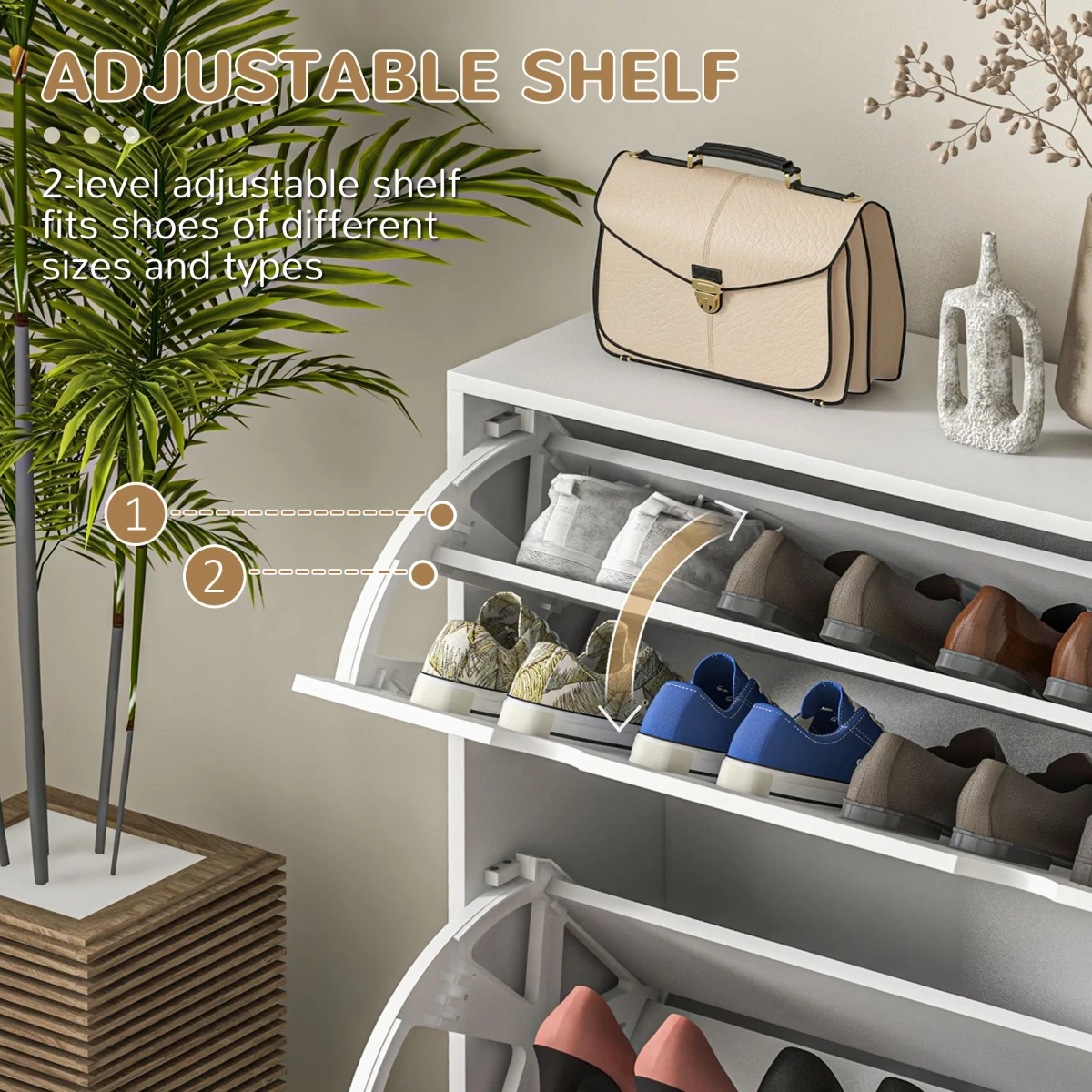 HOMCOM Slim Shoe Cabinet 2 Drawers Entryway by HOMCOM