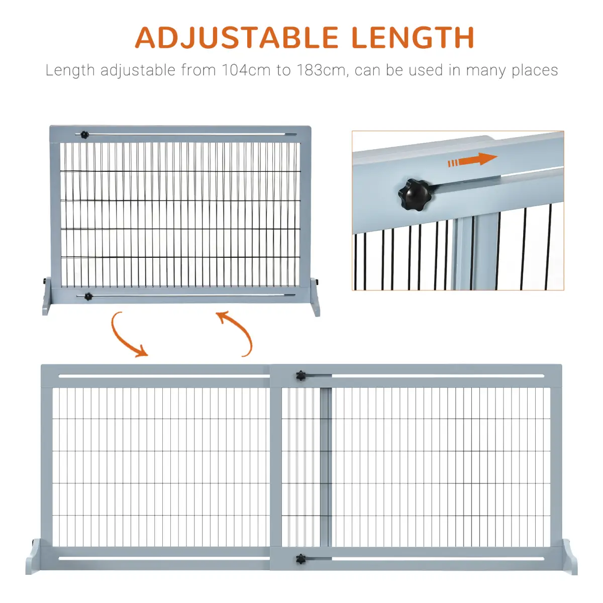 Unbranded Adjustable Wooden Pet Gate Freestanding Dog Barrier for Doorway, Grey Pawhut - Pet Gate