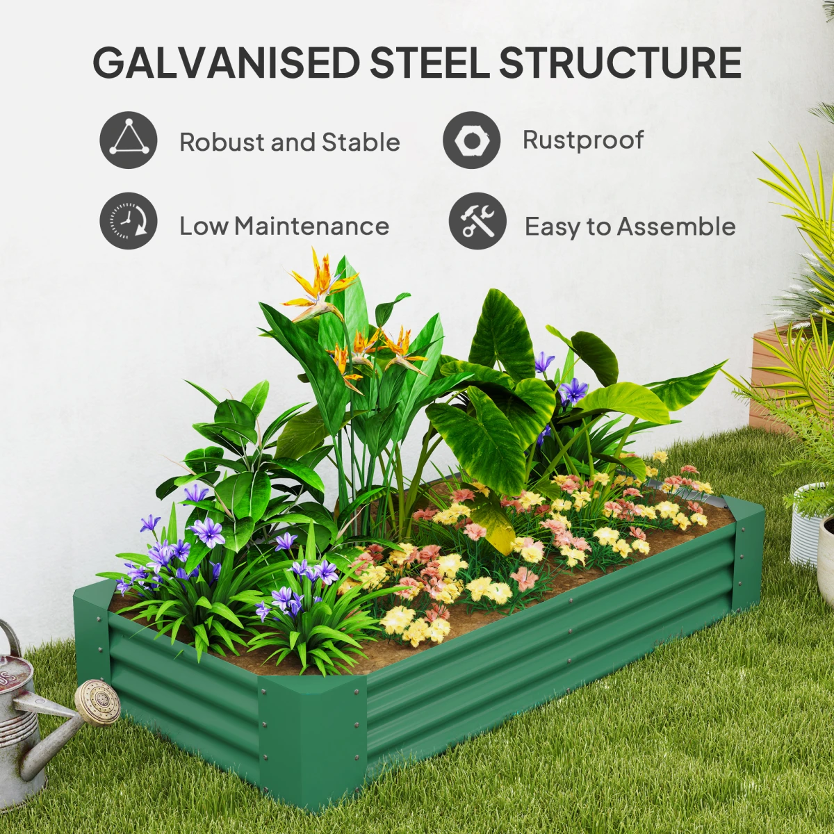 Outsunny Outsunny Raised Bed 180x90x30cm Galvanised Steel For Growers - Planters
