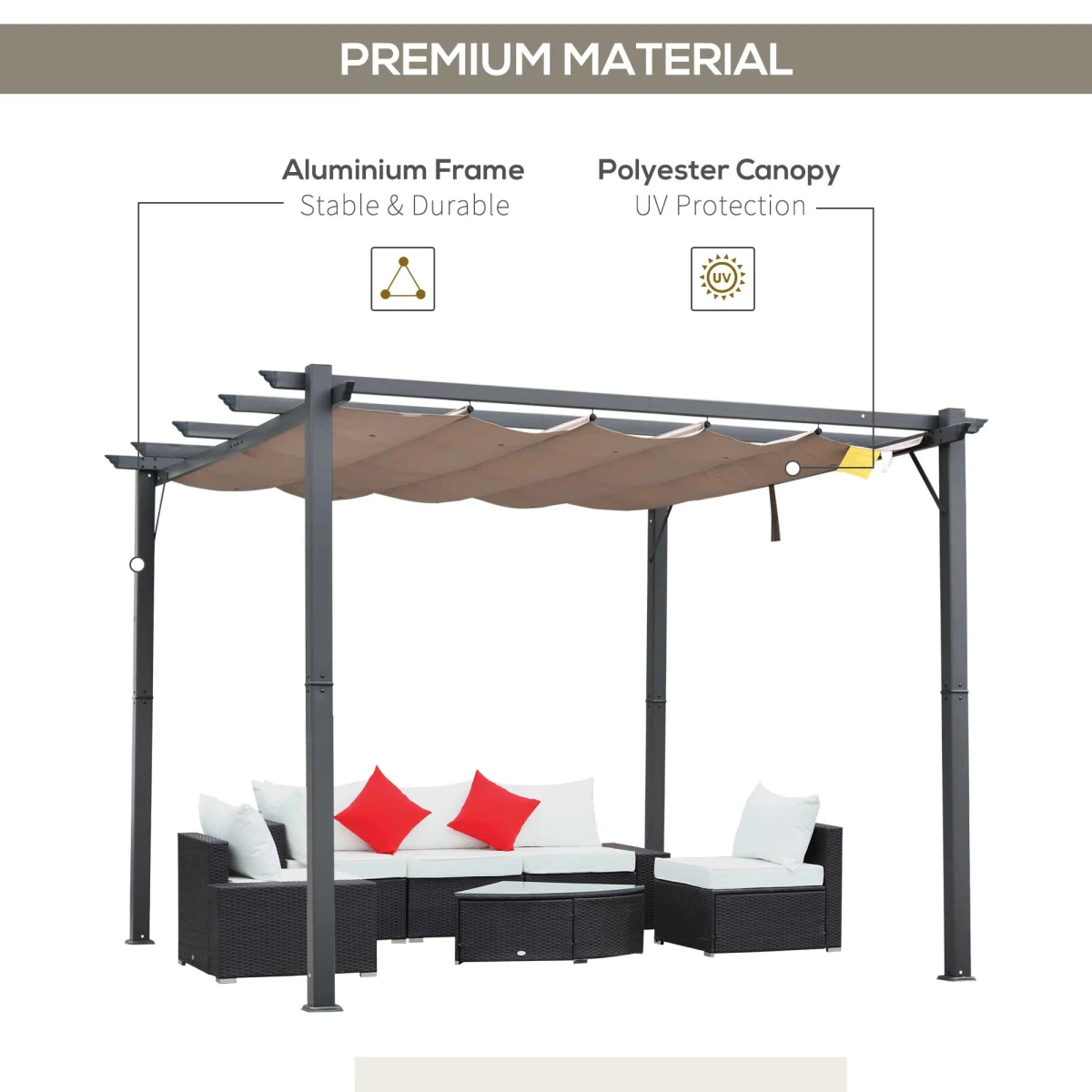 Outsunny Pergola 3x3m Adjustable Canopy Patio by Outsunny