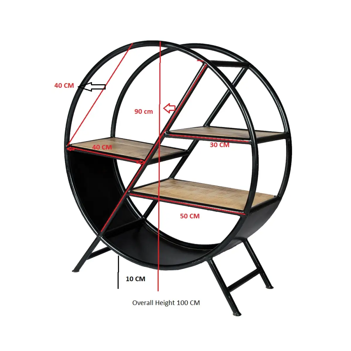 Indian Hub Cosmo Industrial Round Open Bookcase - Bookcase