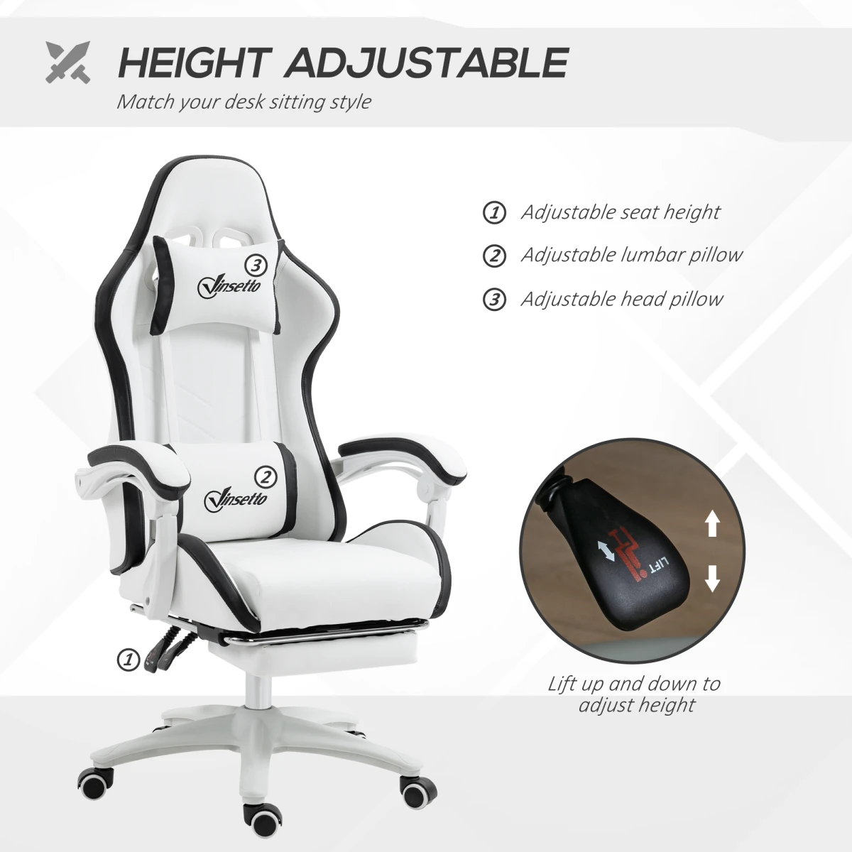 Vinsetto Racing Chair Slim Recline Footrest by Vinsetto