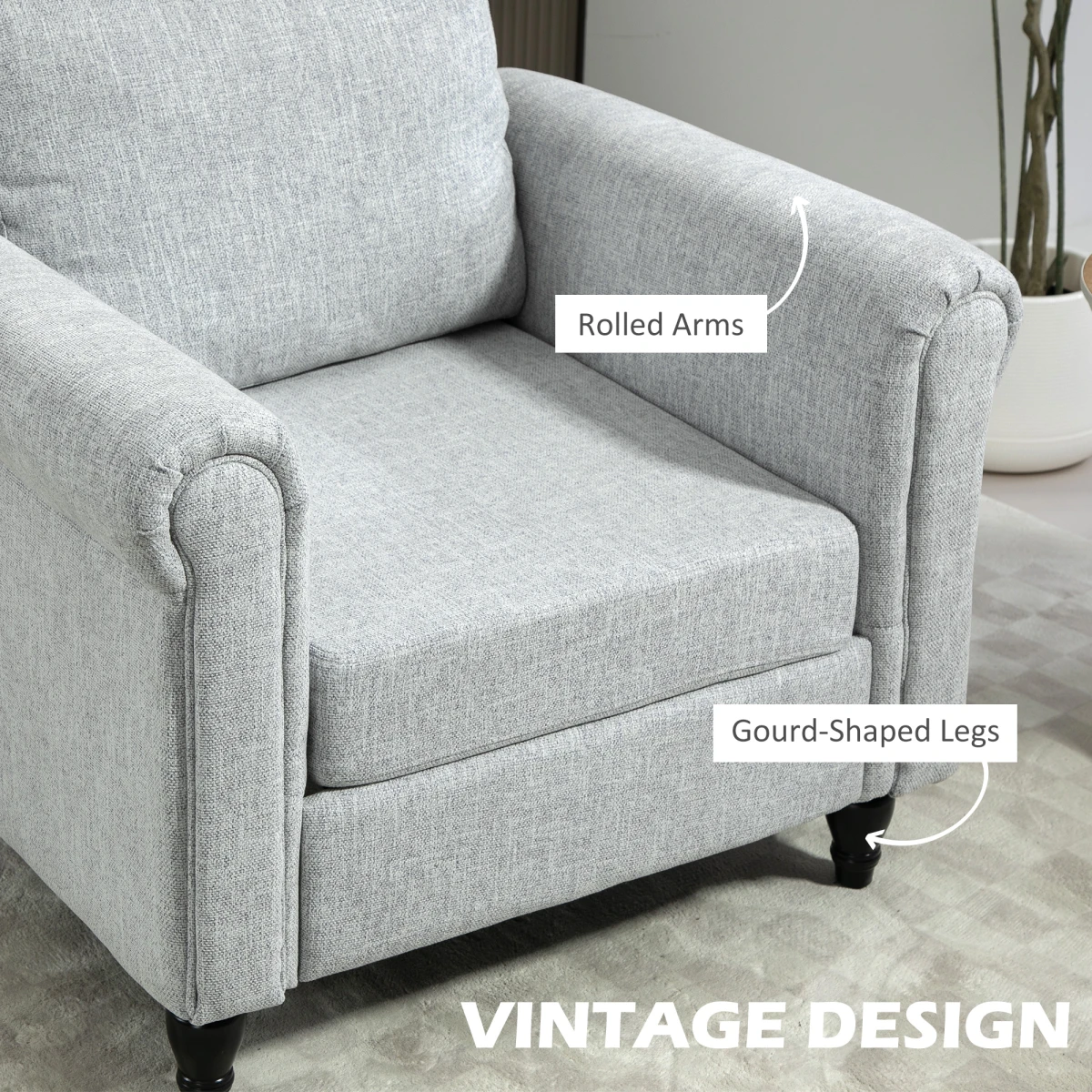 HOMCOM Vintage Armchair Medium Chenille Upholstered Lounge by HOMCOM