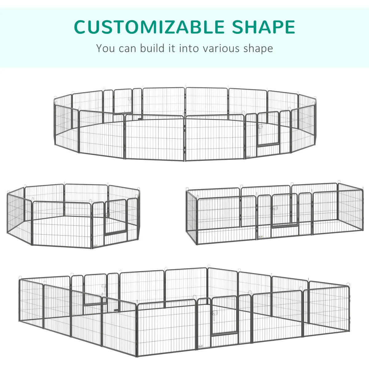 PawHut Heavy Duty Dog Pen with 2 Doors, 16 Panels Dog Playpen Puppy Pen, 60H cm - Pet Playpen