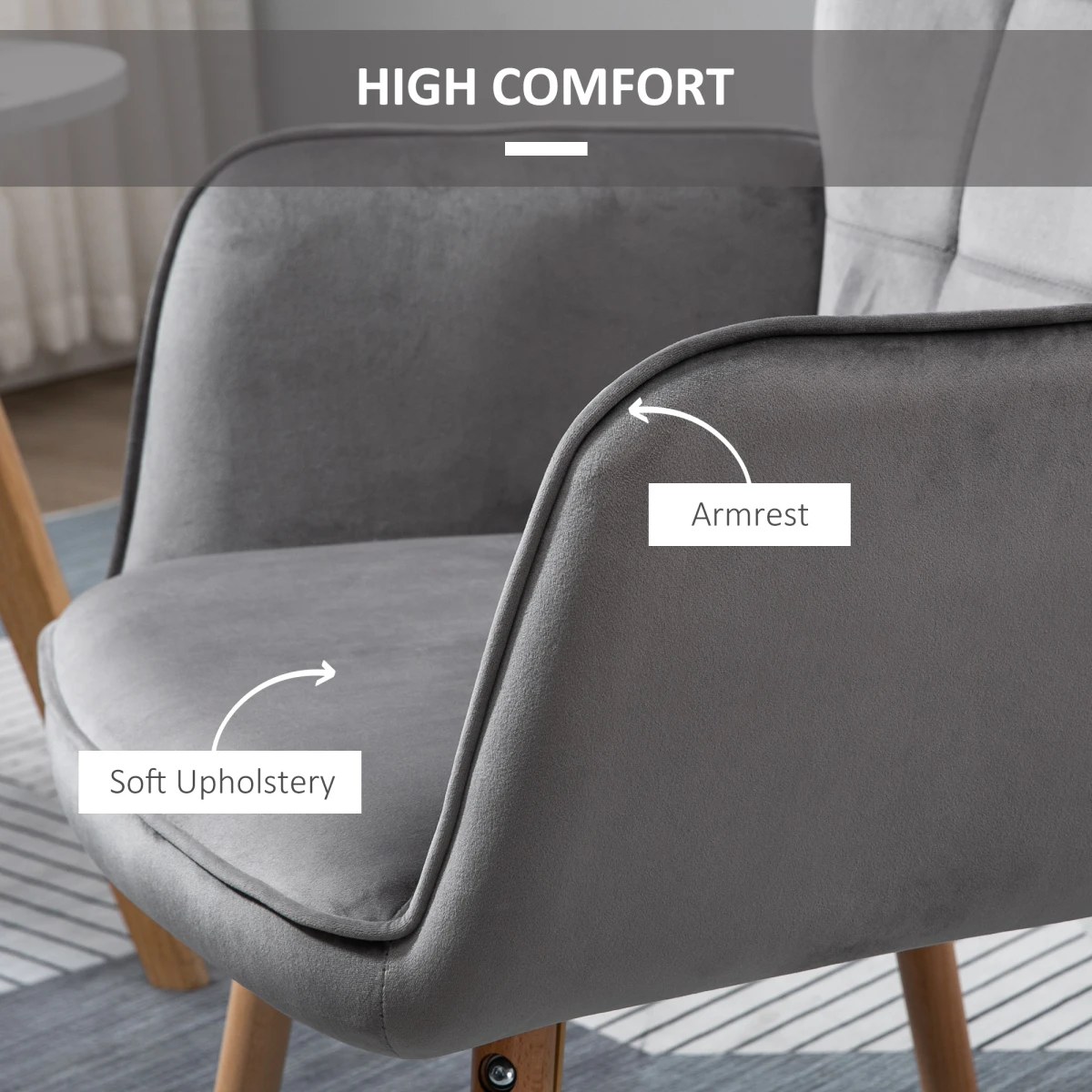 HOMCOM Accent Chair Velvet Touch Tufted Wingback Armchair Standard Size for Living Room and Home Office by Homcom