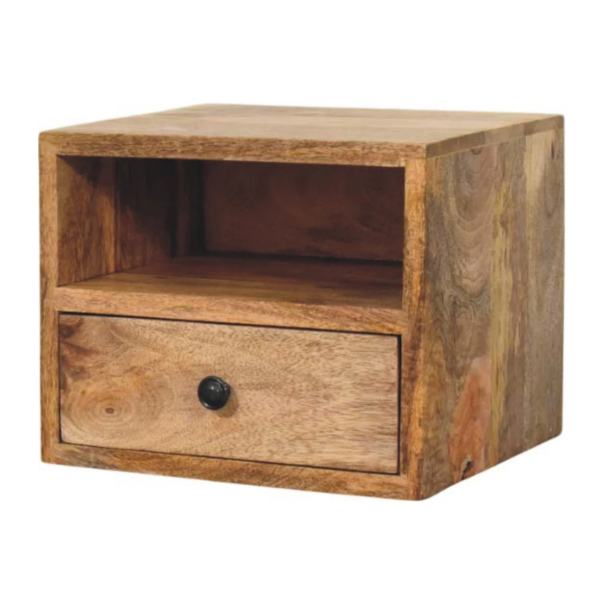 Artisan Nightstand Wall Mounted One Drawer Oak Mango Wood Open Shelf For Modern Bedrooms by Artisan Furniture