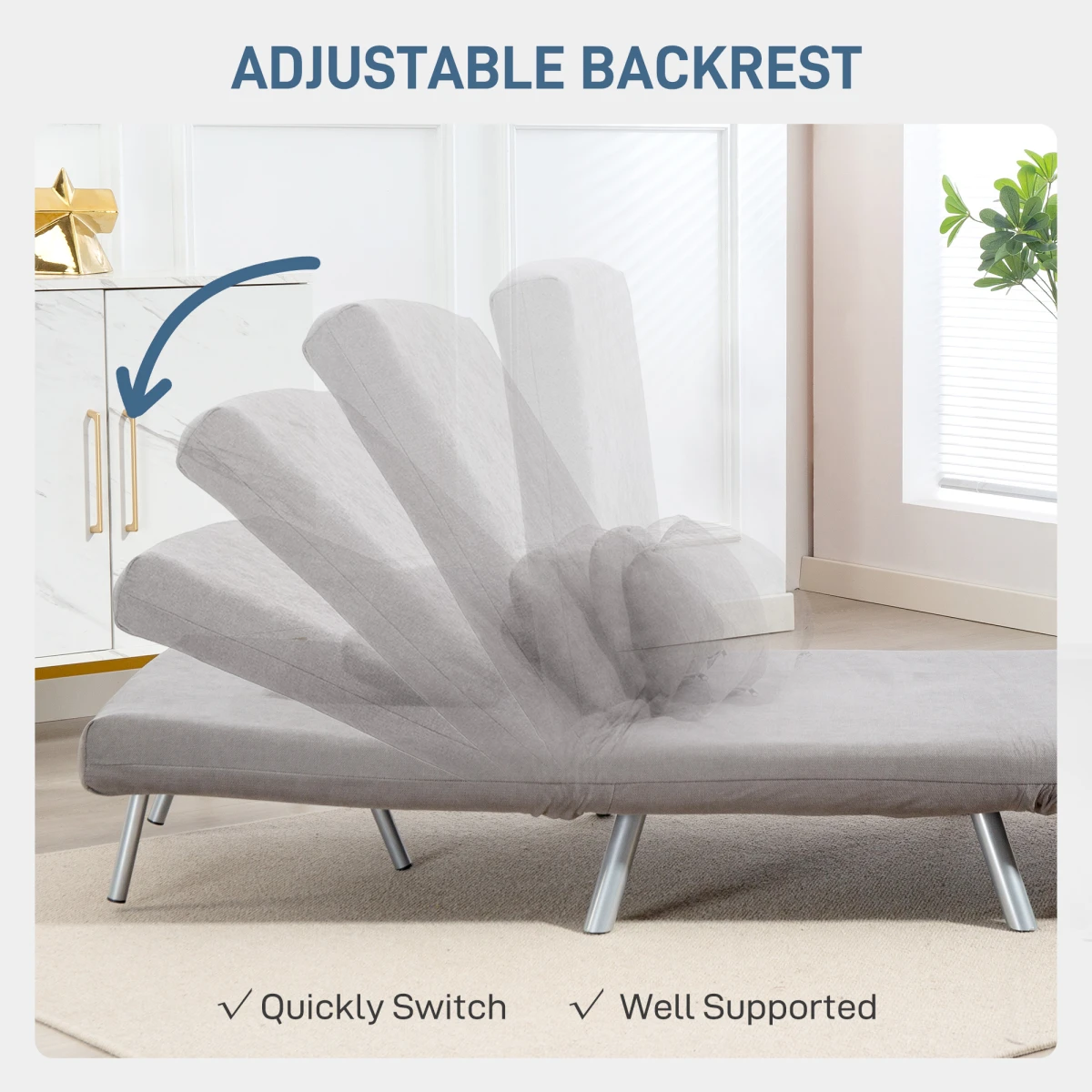 HOMCOM 2in1 Folding Sofa Bed Five Position Backrest by HOMCOM