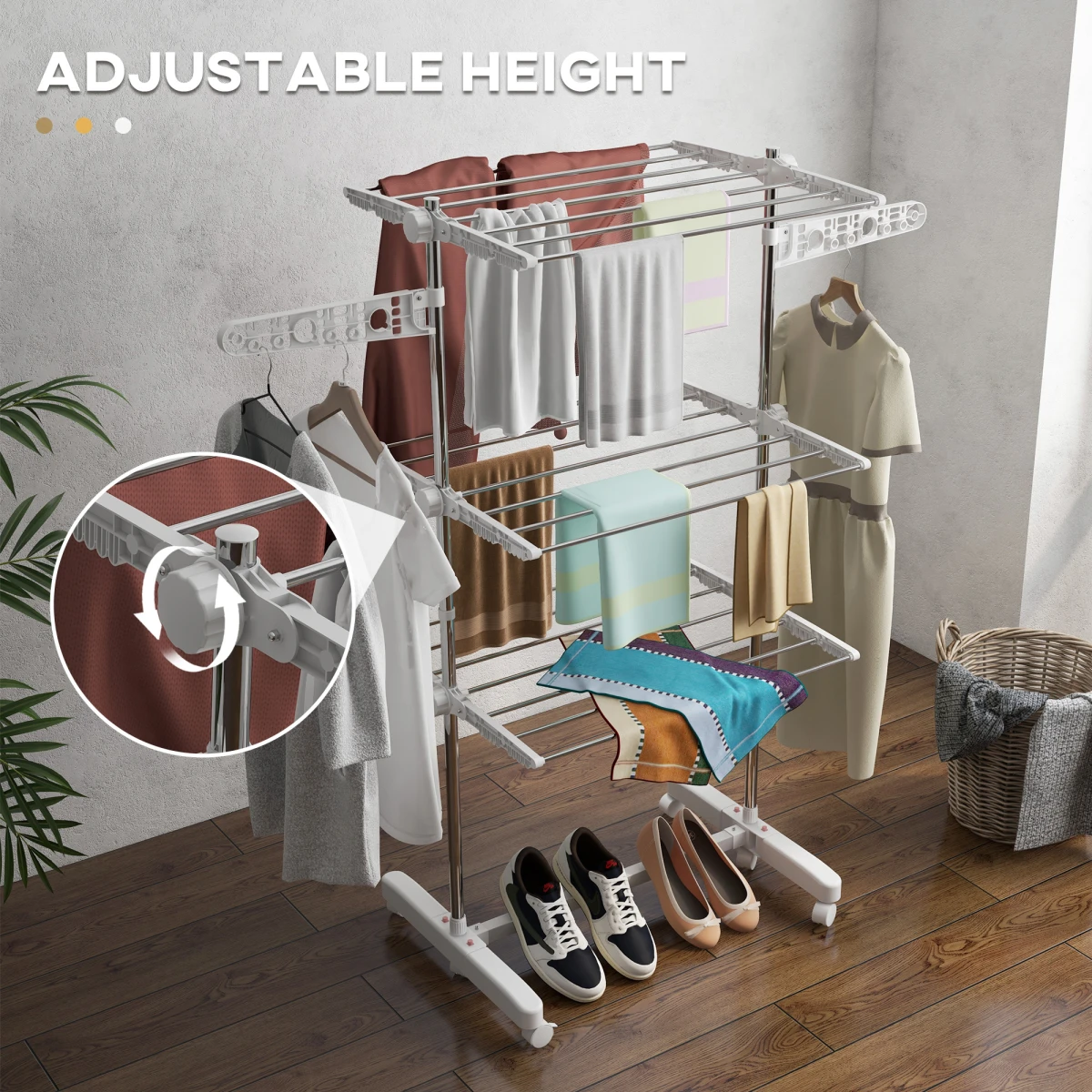 HOMCOM HOMCOM Clothes Airer 64.8cm Wide Three Layer Folding Indoor - Wardrobe