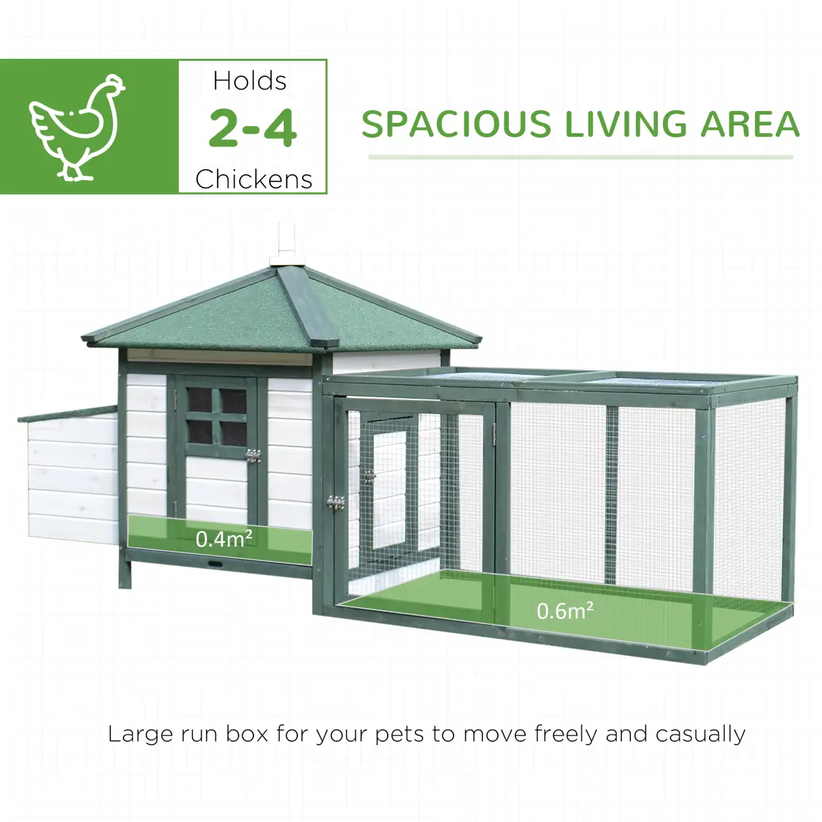 PawHut PawHut Chicken Coop Hen Poultry House w/ Nesting Box Outdoor Run Patio Wooden - Chicken Coop