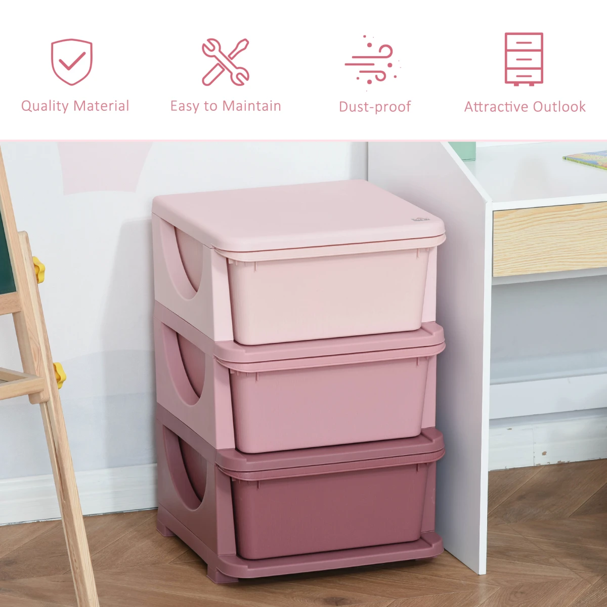 Homcom HOMCOM Kids Storage 3-Tier Drawers Toy Organizer - Chest of Drawers