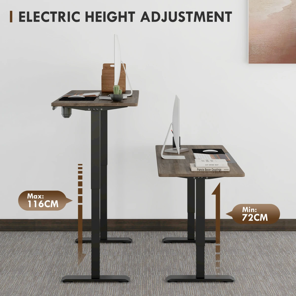 Unbranded Vinsetto Height Adjustable Electric Standing Desk 140cmx70cm Four Memory Presets For Sit Stand Work - Desk