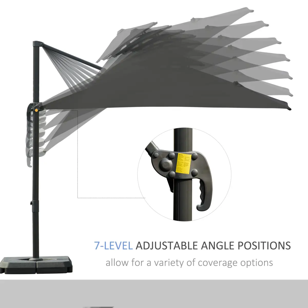 Outsunny Cantilever Parasol Roma Base Weights Kit 360 Degree With Cover For Outdoor Patios - Unbranded - Home Symphony