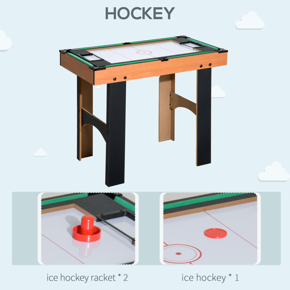 HOMCOM 4-In-1 Multi Games Table with Tennis Billiard Foosball Hockey 2 Types - from HOMCOM