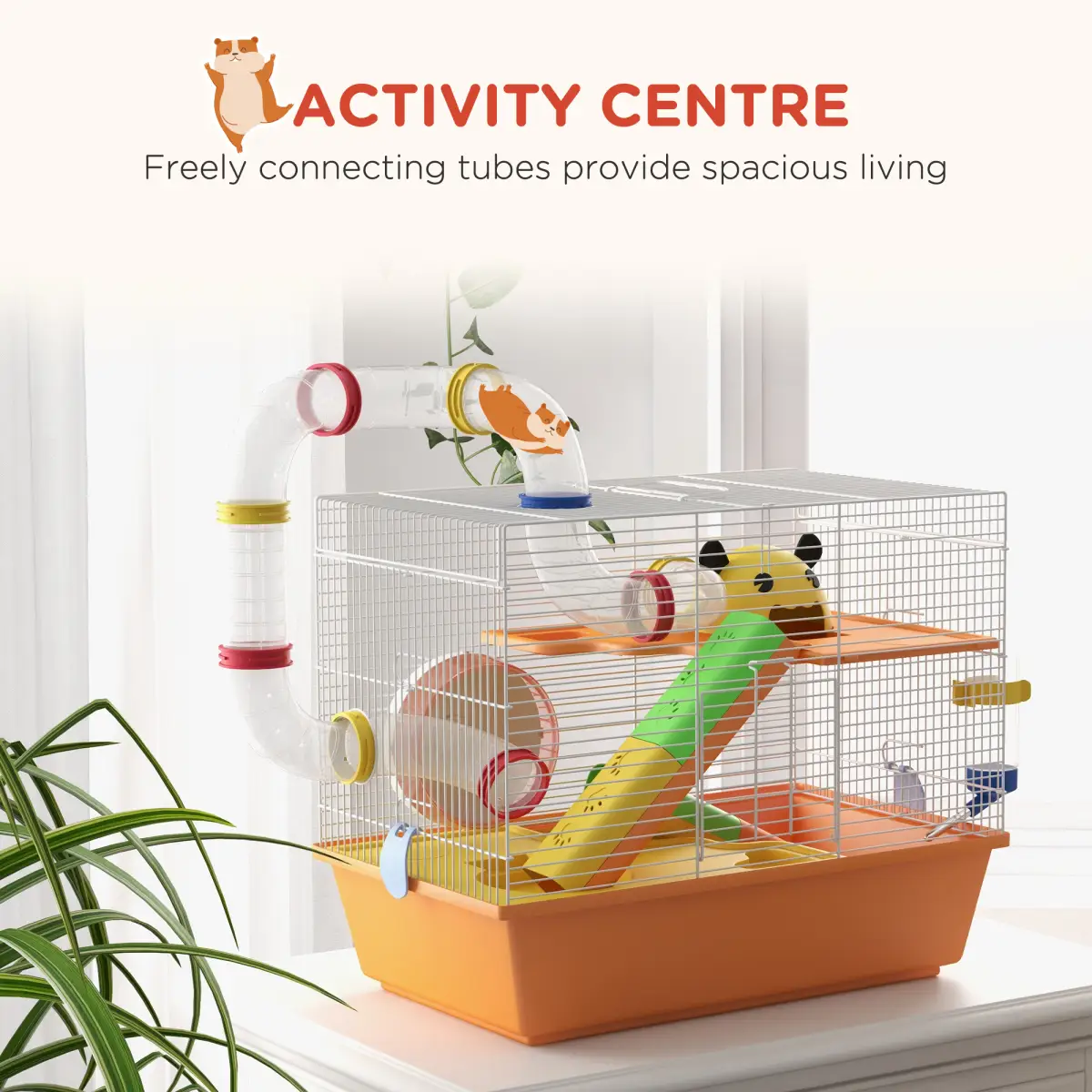 PawHut PawHut Hamster Cage, 3 Tiers Gerbil Cage for Dwarf Hamsters with Tubes, Ladder - Pet Cage