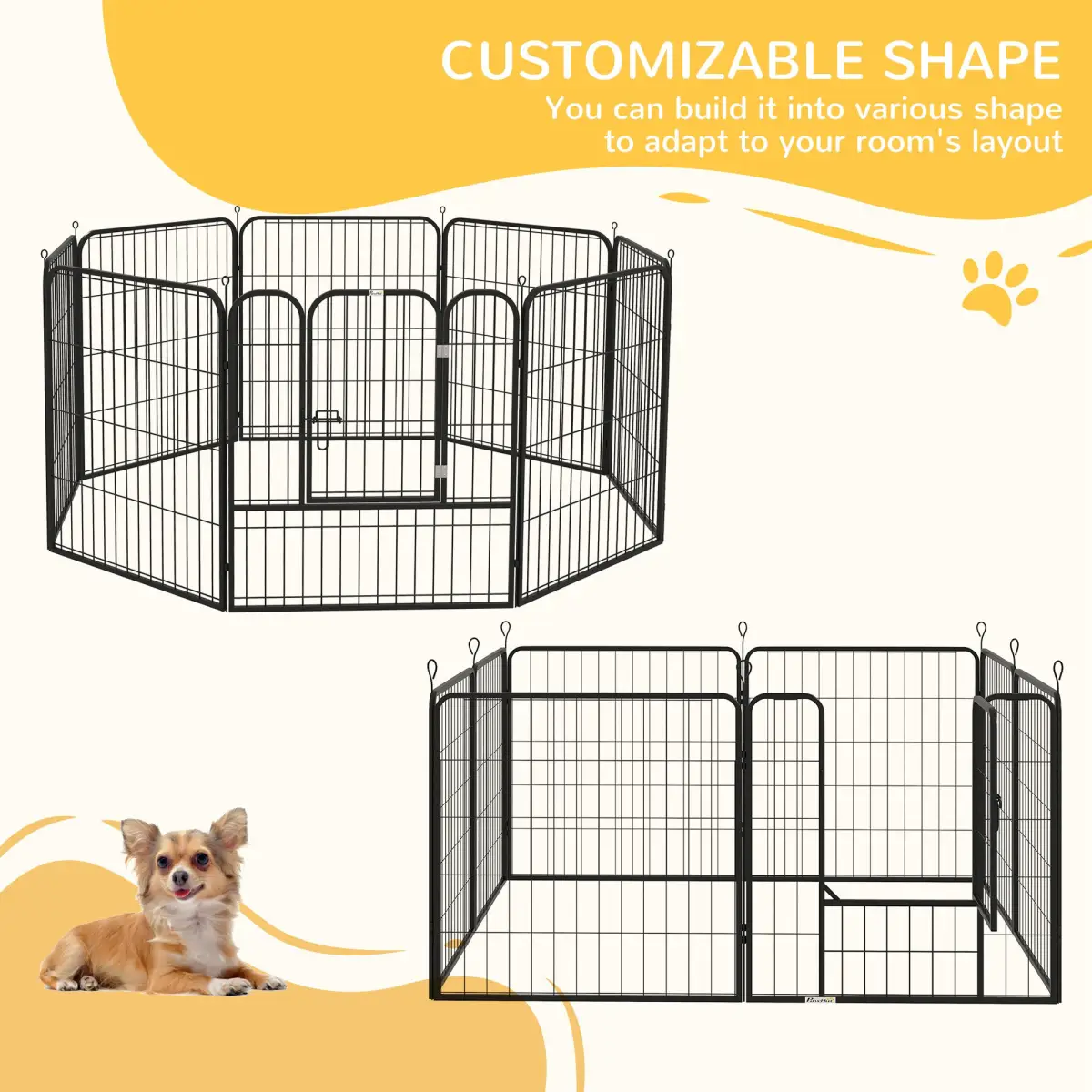 Pawhut 4 Sizes Pet Playpen Dog Rabbit Puppy Cage Folding Run Fence Metal Hutch - Pet Playpen