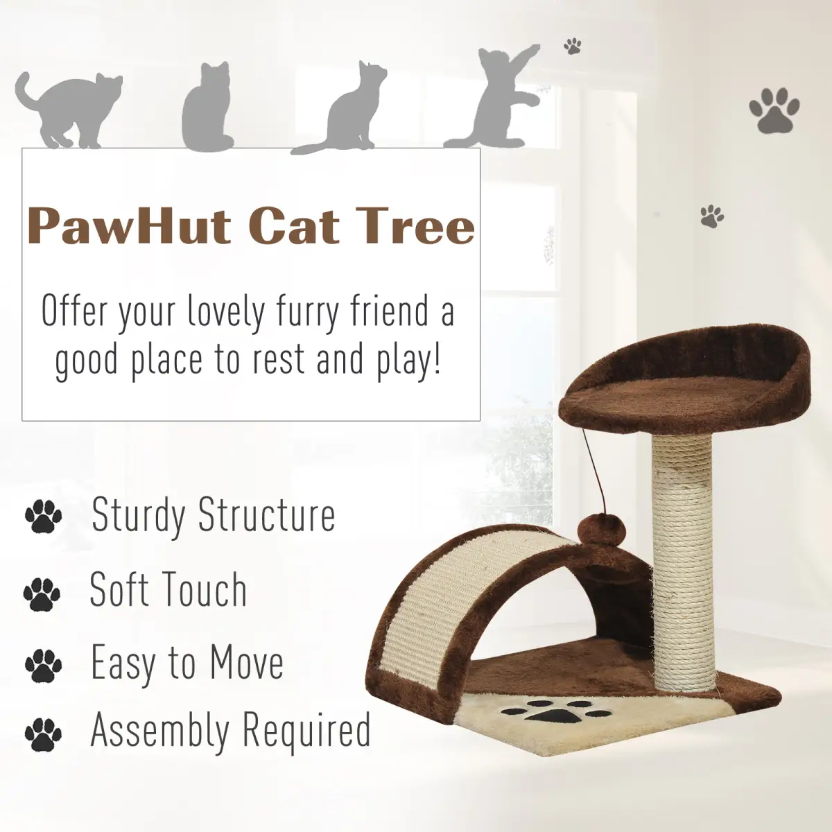 Pawhut Cat Tree Kitten Scratching Scratcher Cosy Sisal Home Play Rest Activity Exercise - Cat Tree