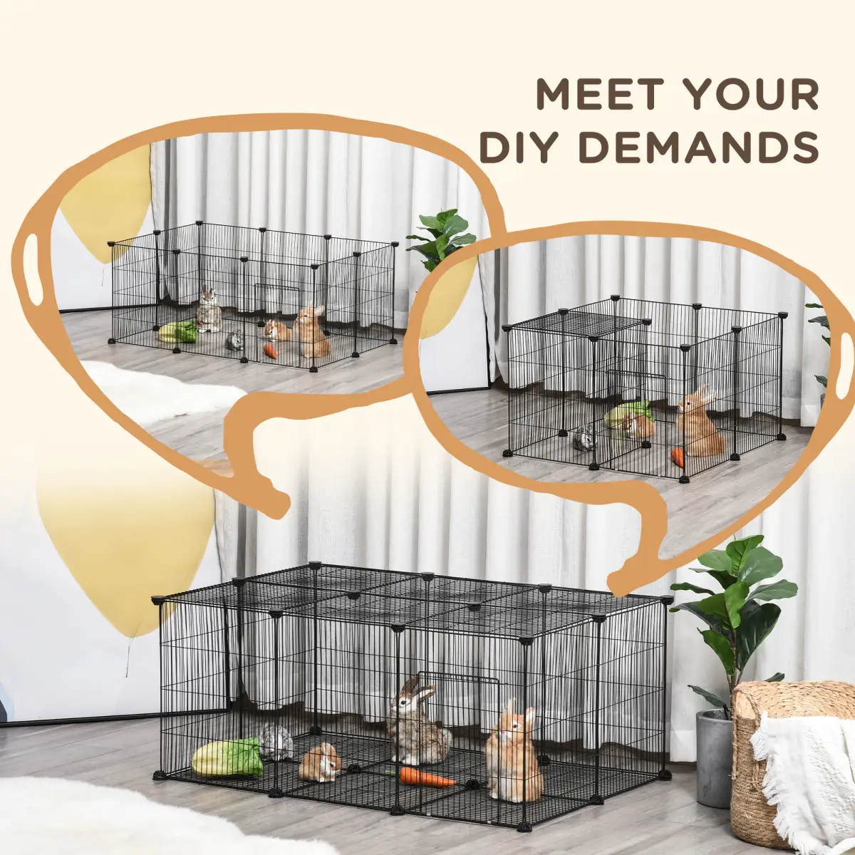 Unbranded DIY Pet Playpen Cage 22 Piece w/Door Bunny Chinchilla Guinea Pig Pawhut - Pet Playpen