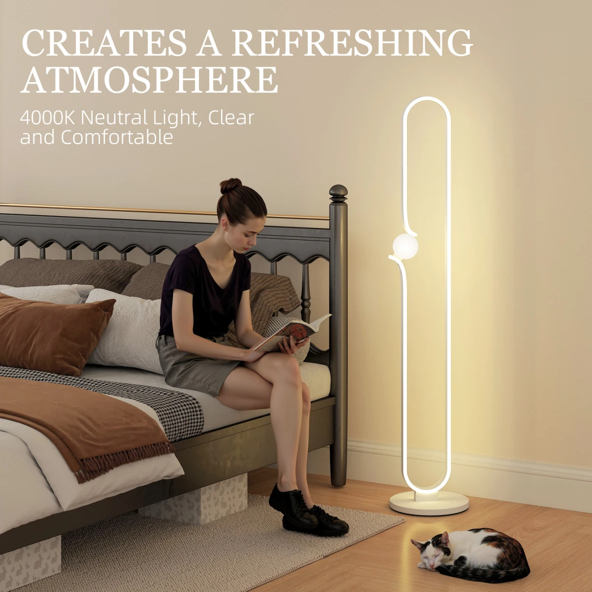 HOMCOM HOMCOM Dimmable LED Floor Lamp with Glass Shade for Cozy Living Rooms - Lamp