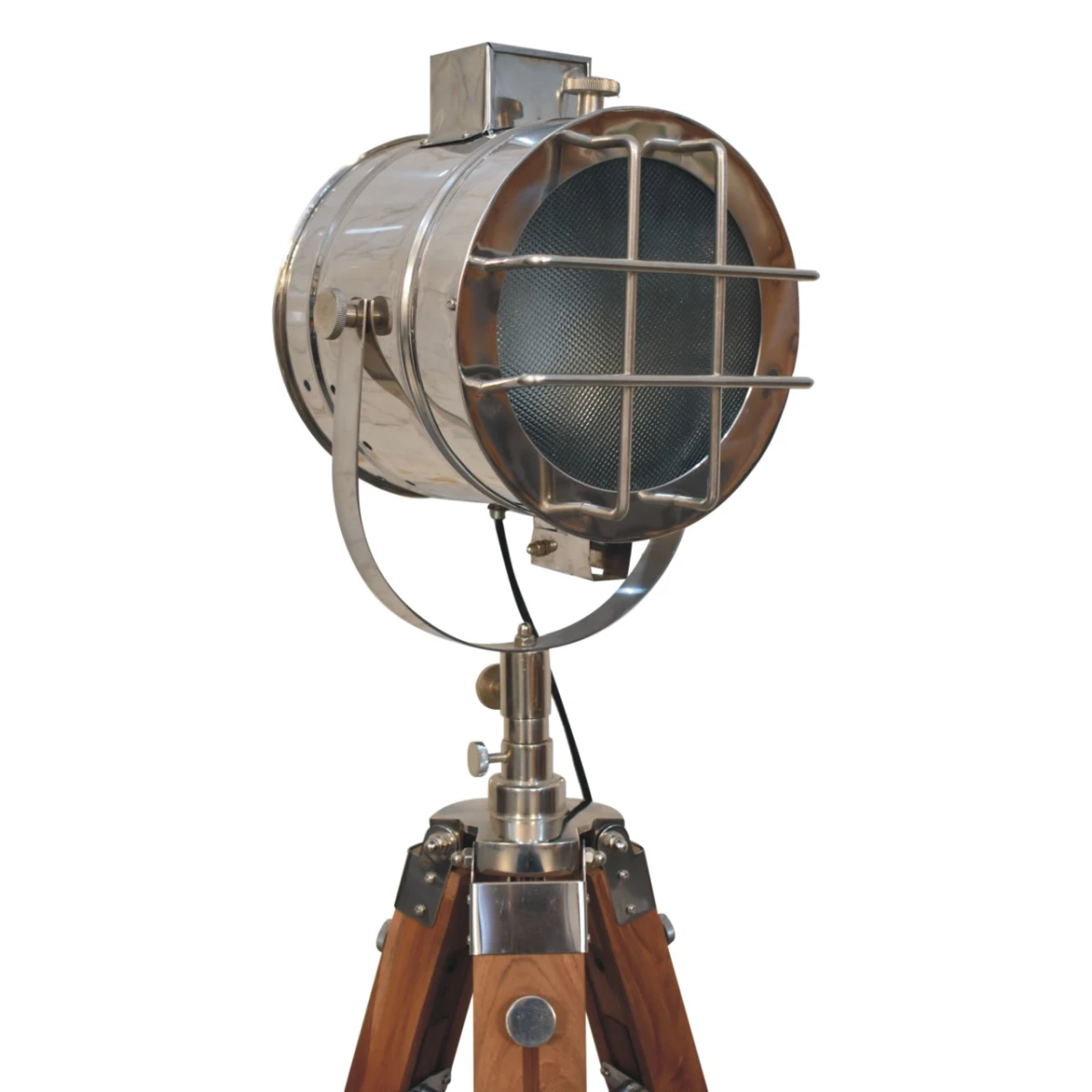Artisan Caged Chrome Spotlight Floor Lamp with Tripod Legs for Stylish Home Decor by Artisan Furniture