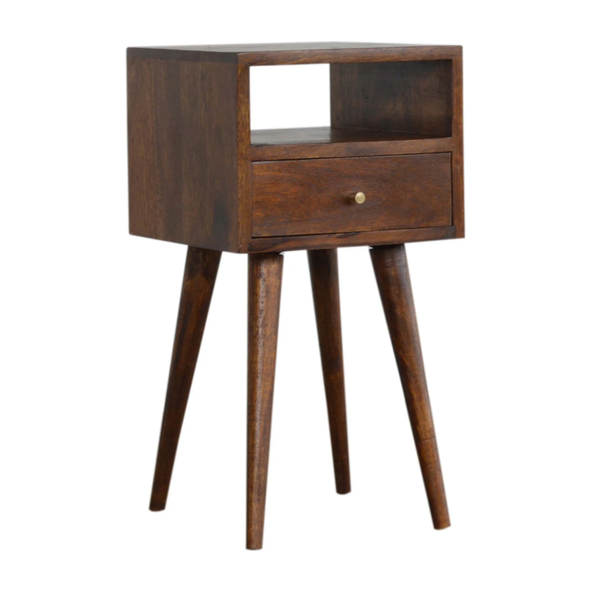 Artisan Furniture Nightstand Compact Solid Mango Wood Chestnut Finish Drawer And Shelf For Small Bedrooms by Artisan Furniture