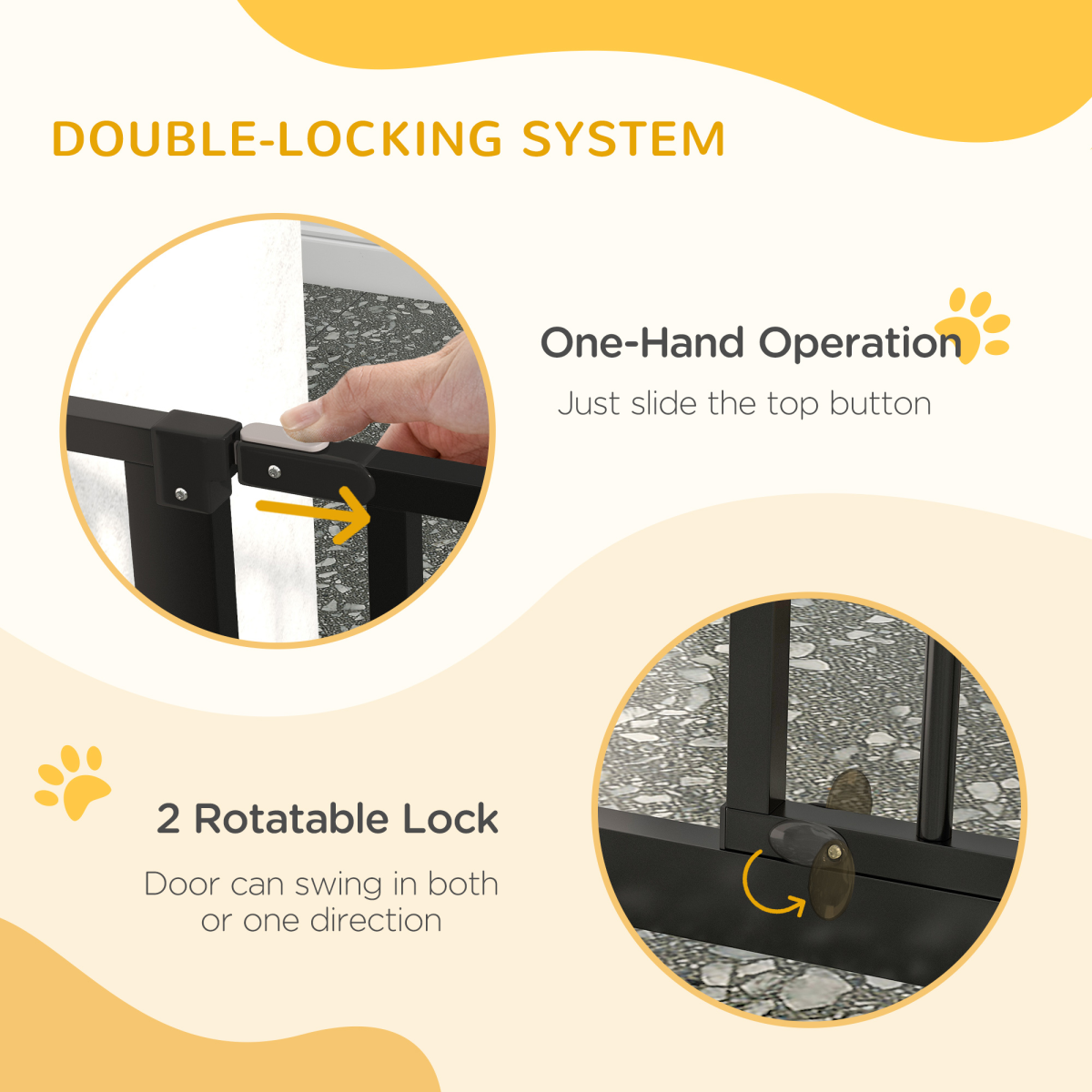 Pet Safety Gate Dog Barrier W/ Door Pressure Fit for Doorways, 75-145W cm, Black - from PawHut
