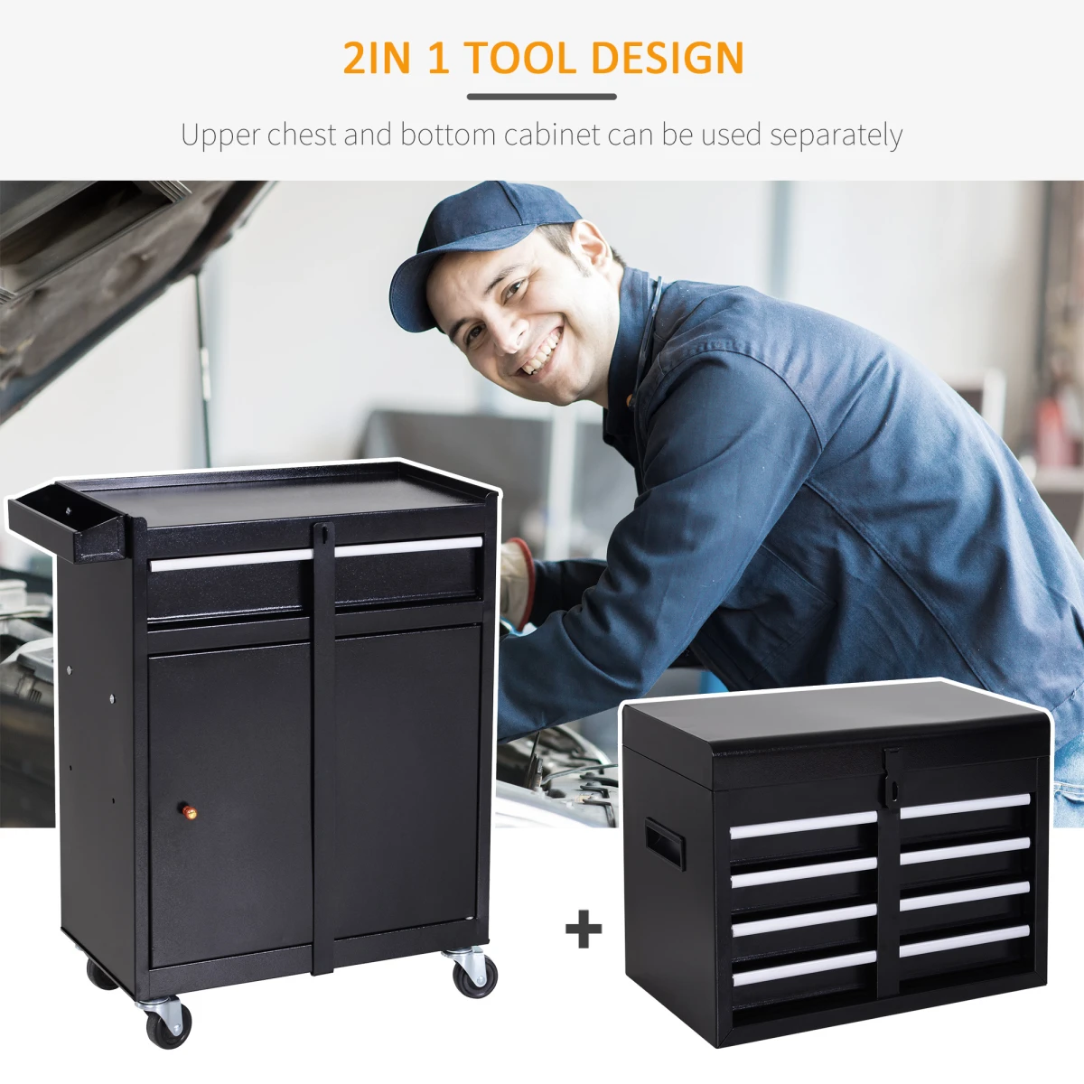 Durhand 4 Drawer Rolling Tool Cabinet With Lock by DURHAND