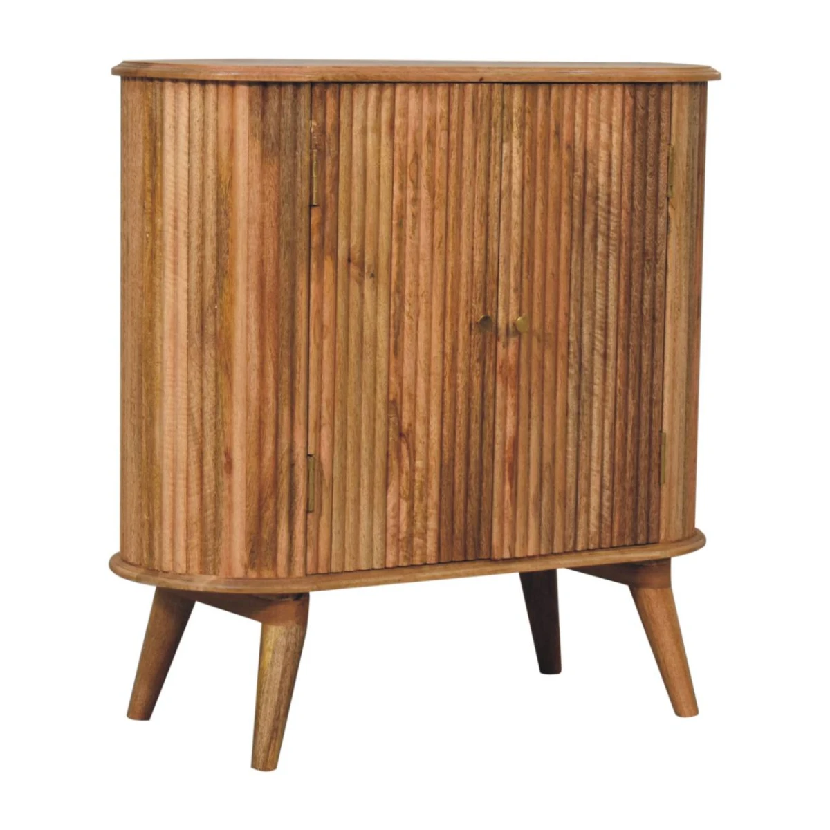 Artisan Nordic Cabinet Tall Mango Wood Solid Brass Knobs Living Room Storage Console Unit by Artisan Furniture