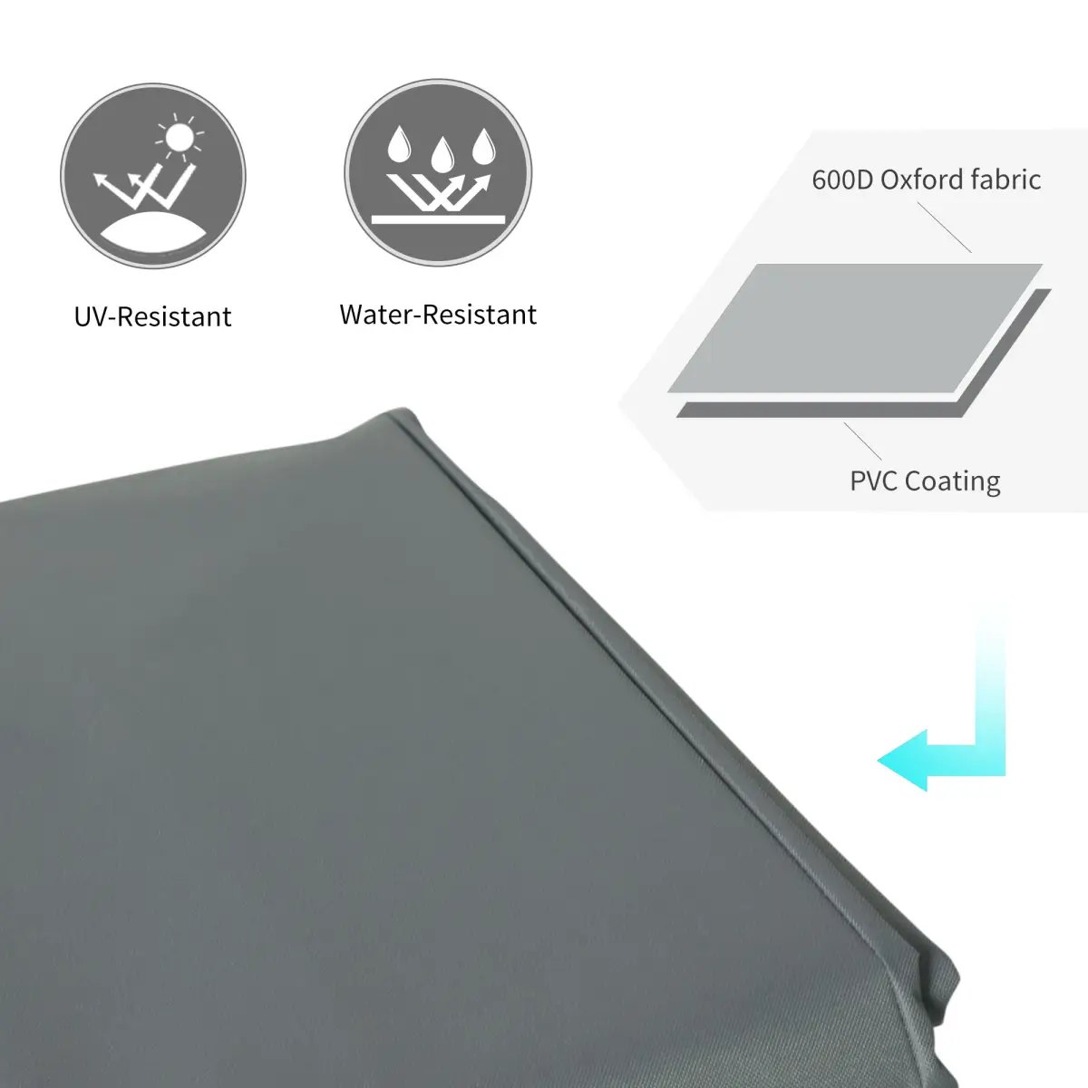Outsunny 190x72cm Furniture Table Chair Sofa Set Cover Water UV Resistant Protection 600D - Cover