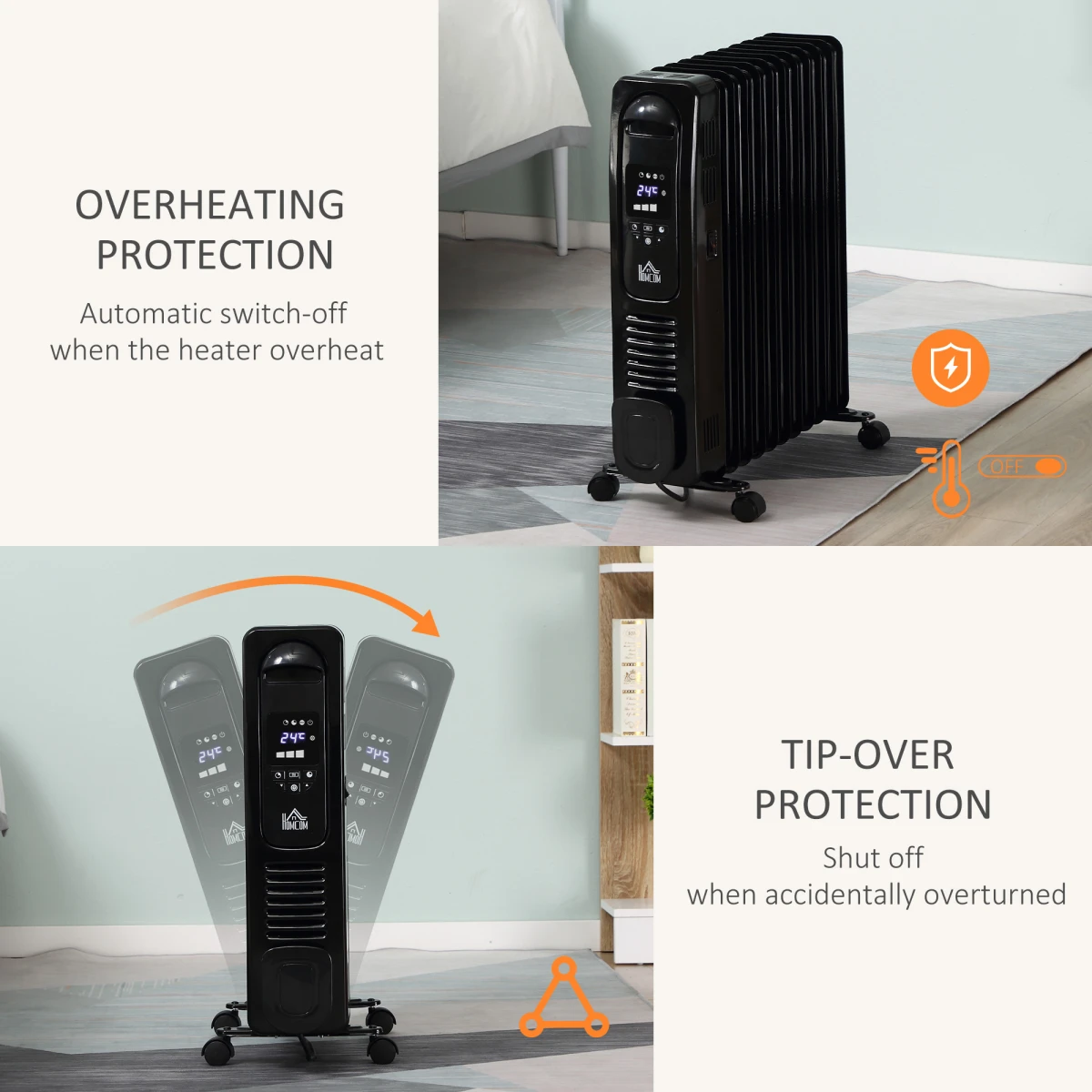 HOMCOM Oil Filled Radiator Slim LED Home Use - Radiator