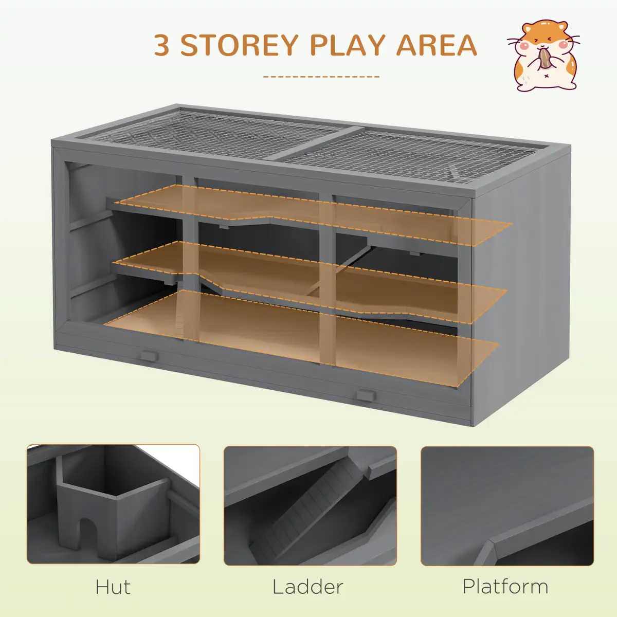 PawHut PawHut Wooden Hamster Cage, Exercise Play House Pen with Tray, Openable Top - Pet Cage
