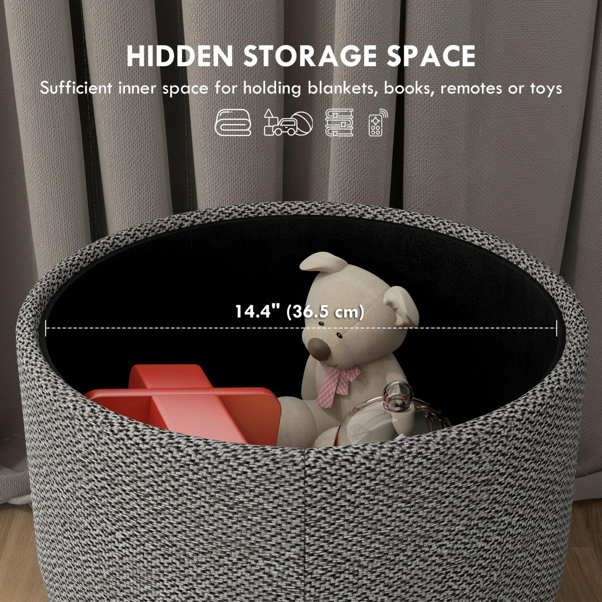 HOMCOM HOMCOM Round Storage Ottoman Compact Hidden - Footstool