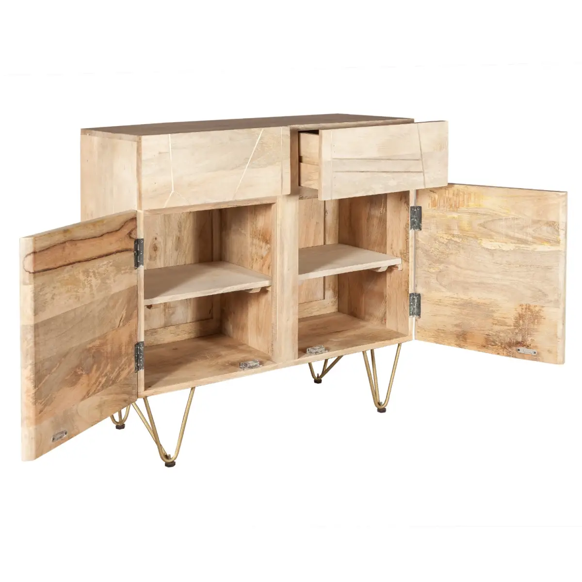 Indian Hub Light Gold 2 Door Medium Sideboard - Sideboard