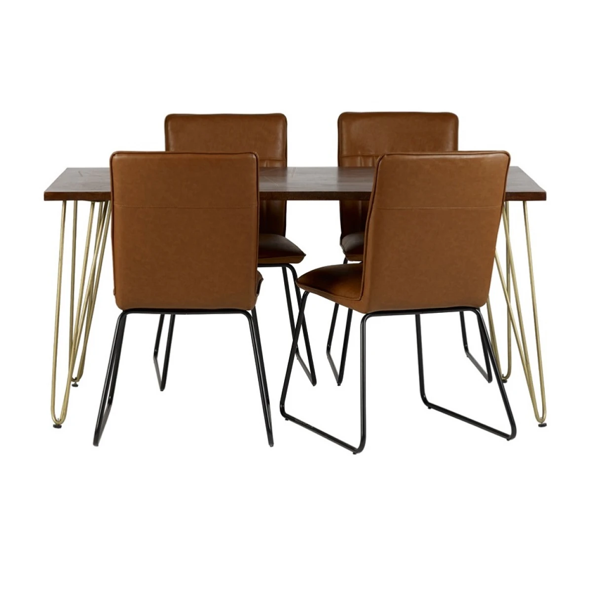 Indian Hub Dark Gold Dining Table Standard with Metal Inlay For Home - Dining Table