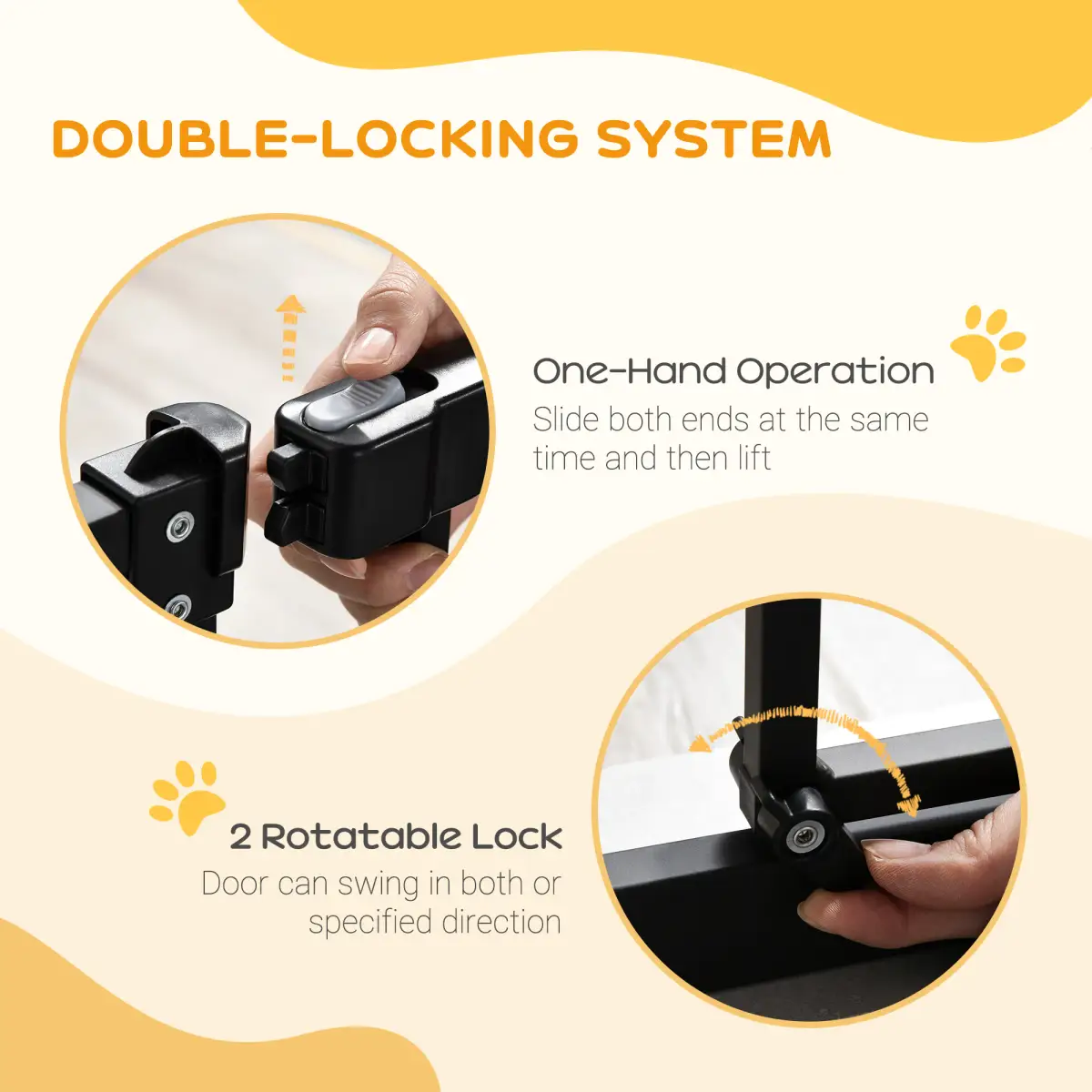 Pawhut 74-80cm Adjustable Metal Pet Gate Safety Barrier w/ Auto-Close Door Black - Pet Gate