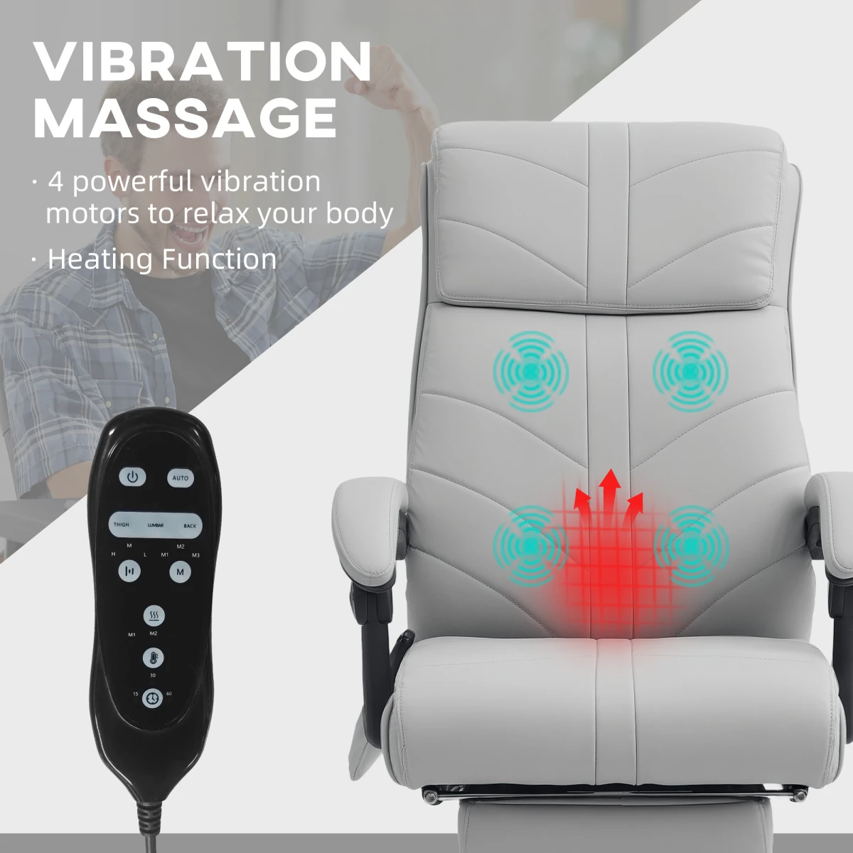 Vinsetto Massage Office Chair Ergonomic Four Point Vibration With Heat For Home Office by Vinsetto