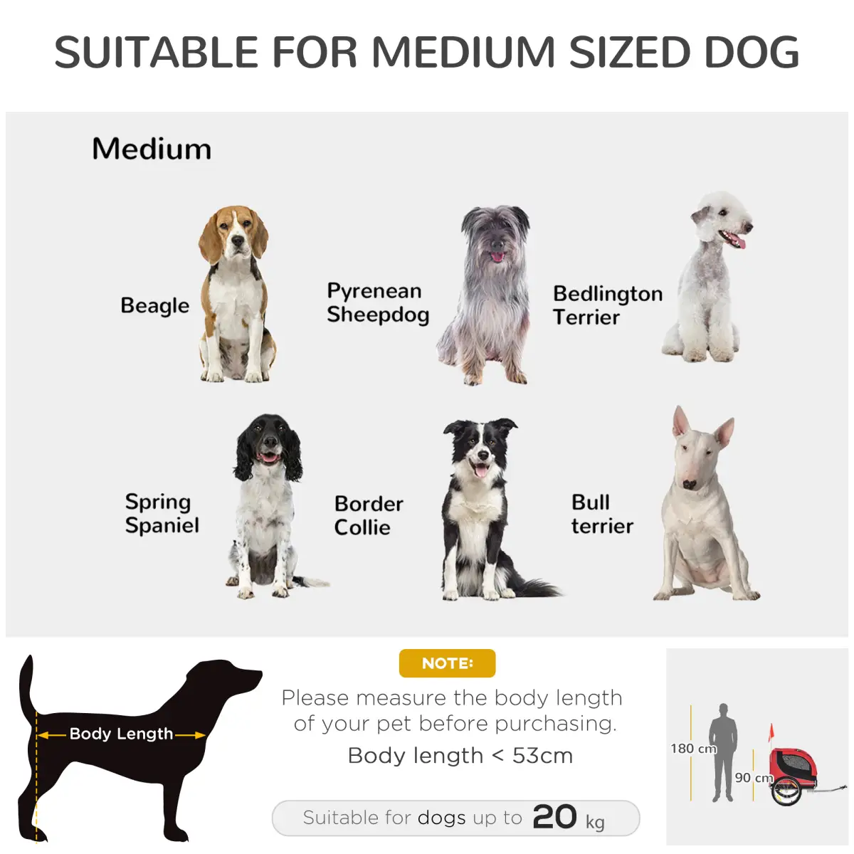 Pawhut Dog Bike Trailer Pet Cat Carrier for Small Medium Puppy Travel Black and Red - Pet Carrier