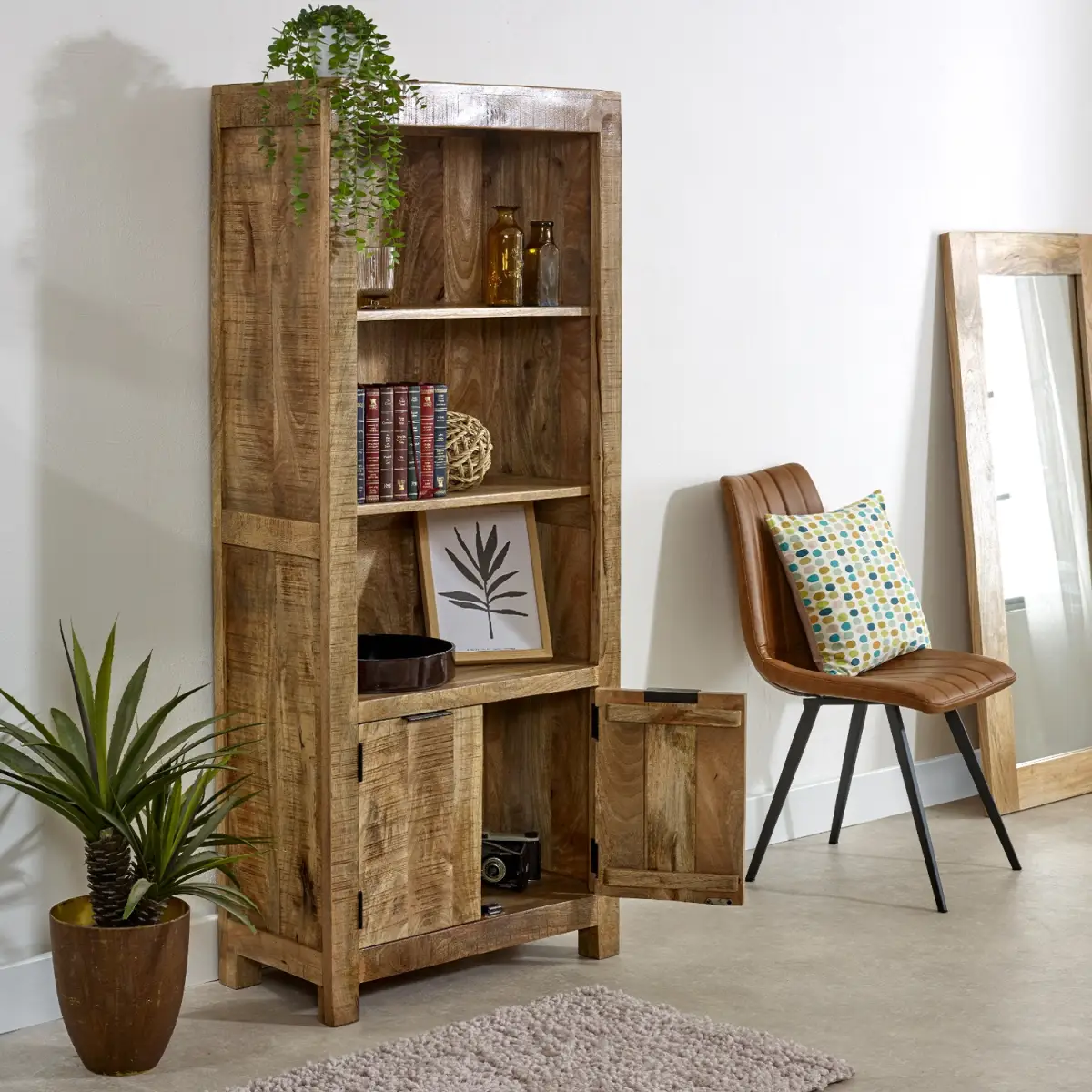 Indian Hub Surrey Solid Wood Bookcase With Doors - Bookcase