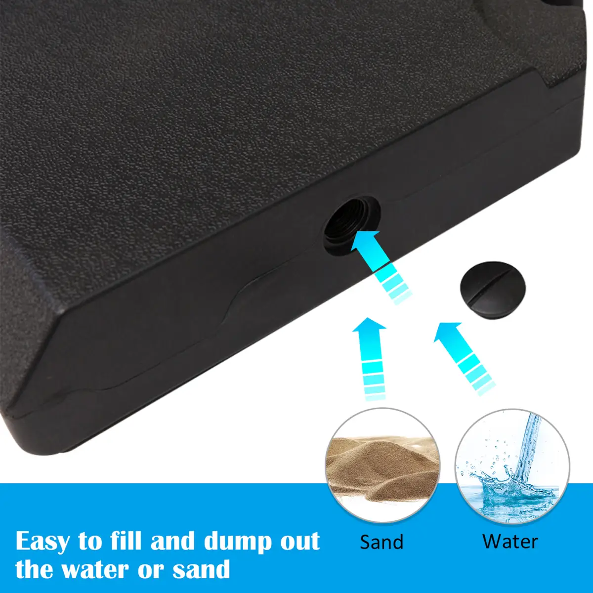 Outsunny HD Polyethylene Sand or Water Fillable Parasol Base Black - Parasol
