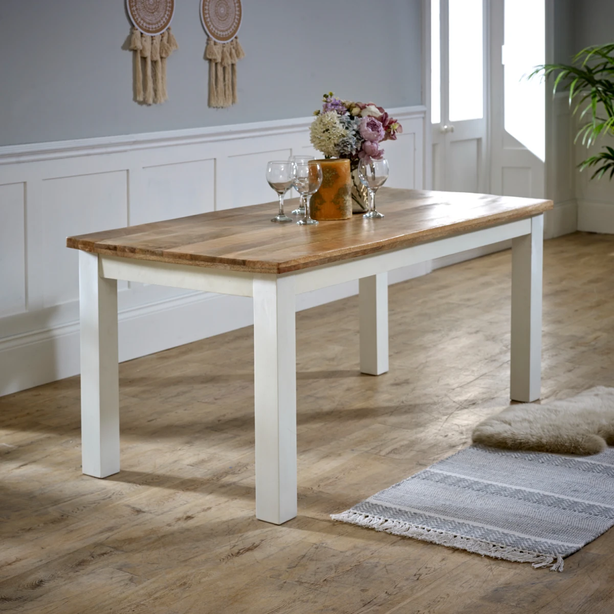 Alfie Dining Table 170 cm Solid Mango Wood For Dining Rooms by Indian Hub