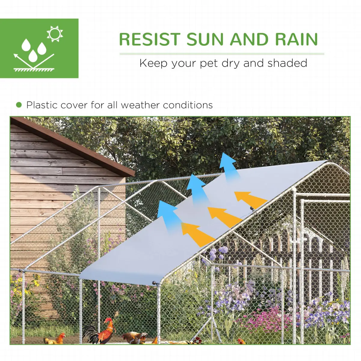PawHut PawHut Walk In Chicken Run Large Galvanised Chicken Coop with Cover 6 x 3 x 2m - Chicken Coop