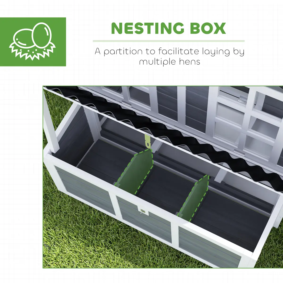PawHut PawHut Wooden Chicken Coop w/ Nesting Box for 4-6 Chickens, 100 x 86 x 100cm - Chicken Coop