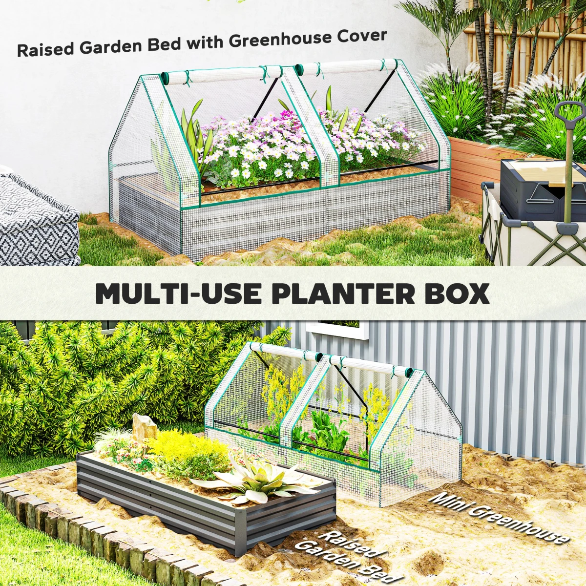 Outsunny Garden Bed Planter Box 10cm Edge Greenhouse by Outsunny