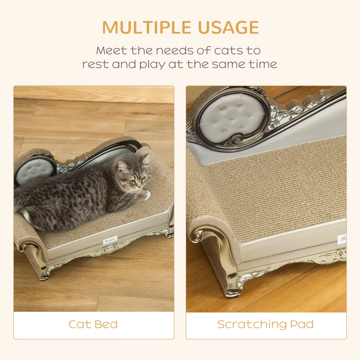 Unbranded Cat Scratching Bed Pet Scratcher Modern Furniture w/ Catnip - Brown Pawhut - Cat Beds